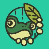 VROGS-Logo: Frosch mit Blatt